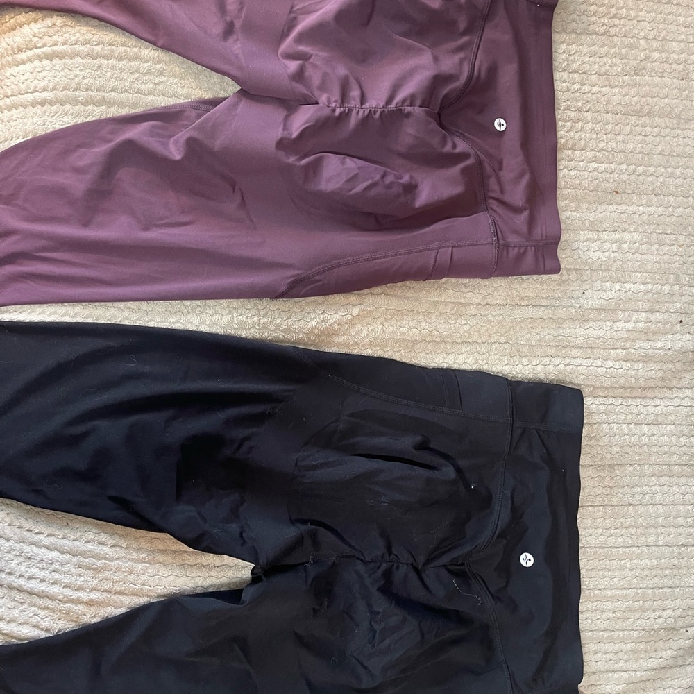 HALARA Black and Purple Leggings with Tapered Design